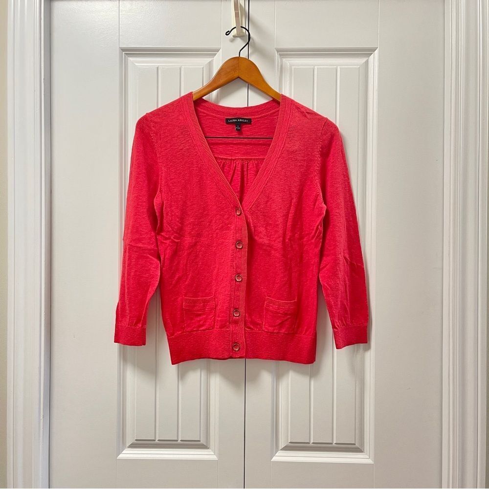 Laura Ashley Vintage Red Orange Cardigan – S